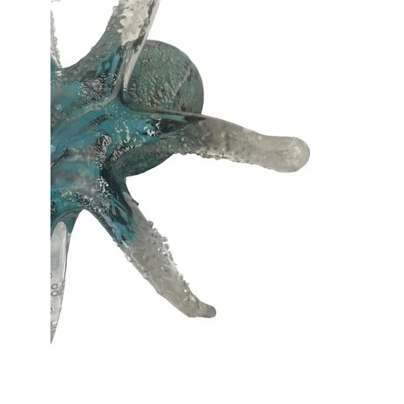 Art Glass Tropical Octopus Hand Blown Blue Black RARE Decor Paper Weight - Picture 6 of 12